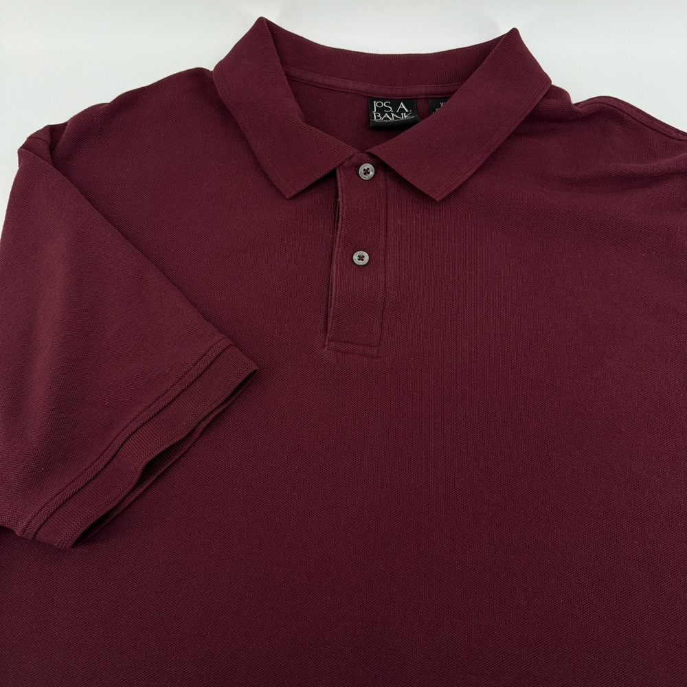 Jos A Bank Traveler Collection Polo Shirt Men XXL Burgundy‎ SS 100 Cotton